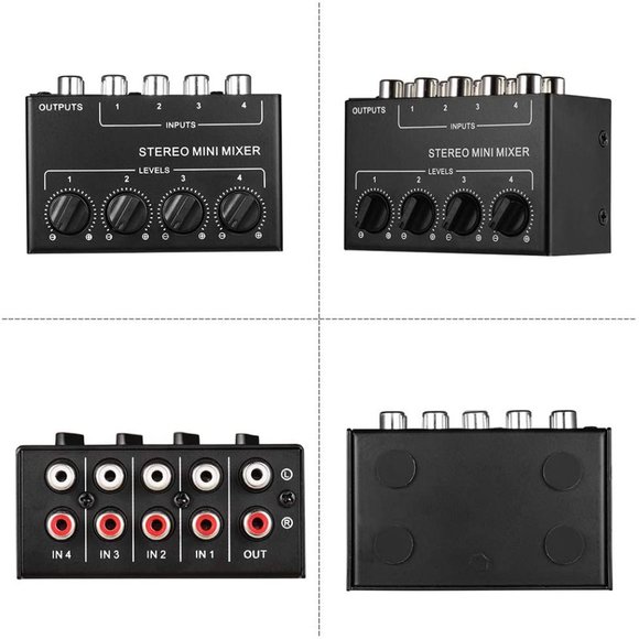 BNIB Mini Stereo RCA 4 channel passive audio mixer CX400 - Picture 3 of 9